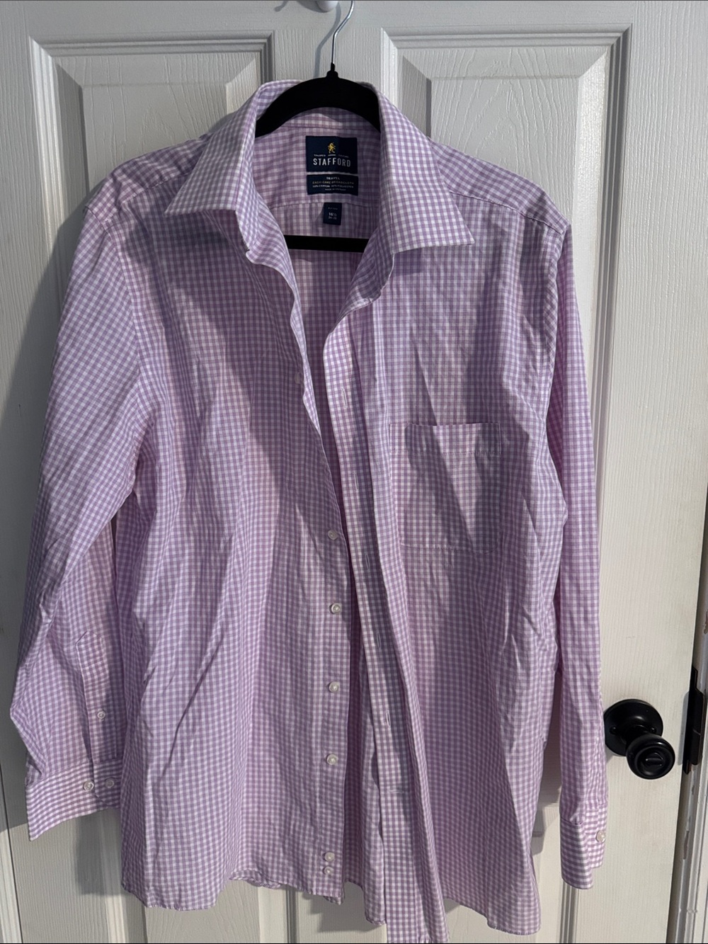Stafford Men's Light Purple Gingham Dress Shirt